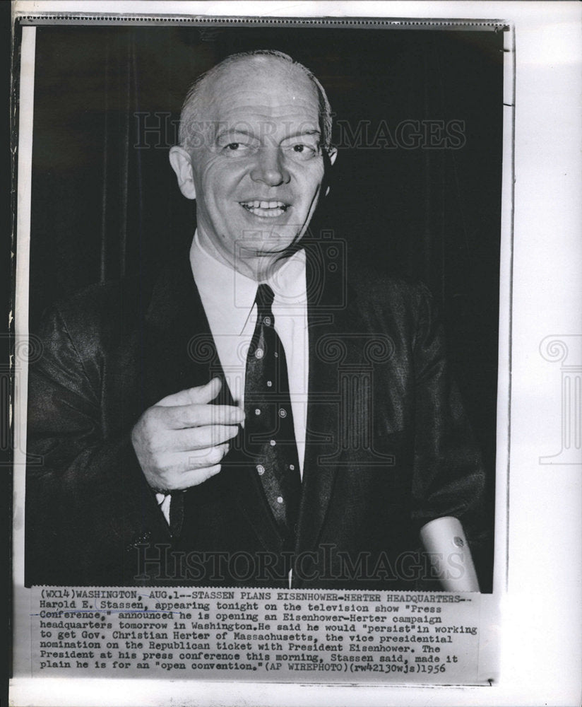 1956 Press Photo Harold Stassen - Minnesota governor - dfpb03517- Historic Images