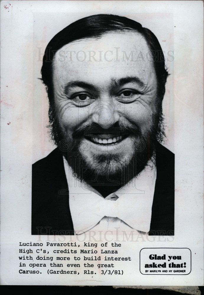 1987 Press Photo Luciano Pavarotti  Italian Tenor- Historic Images
