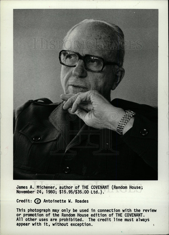 1987 Press Photo James A. Michener Author The Covenant- Historic Images