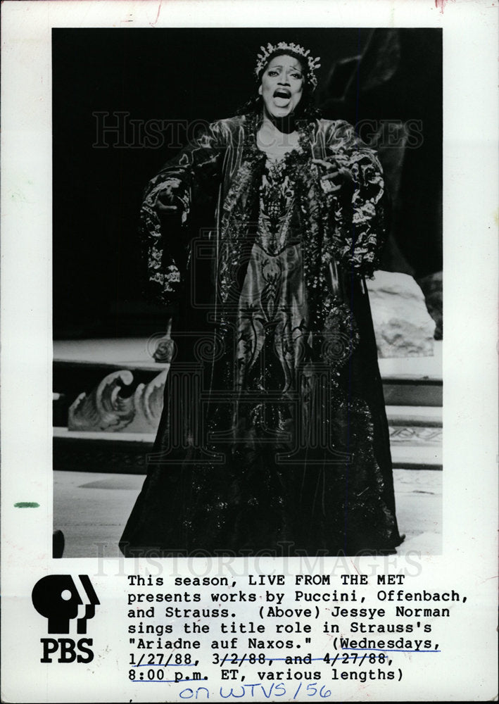 1988 Press Photo Jessye Norman singer opera recitalist- Historic Images
