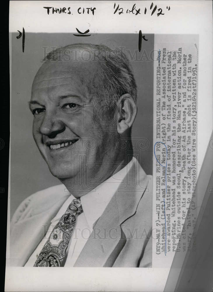 1951 Press Photo Relman Morin Don Whitehead Pulitzer - dfpd32517- Historic Images