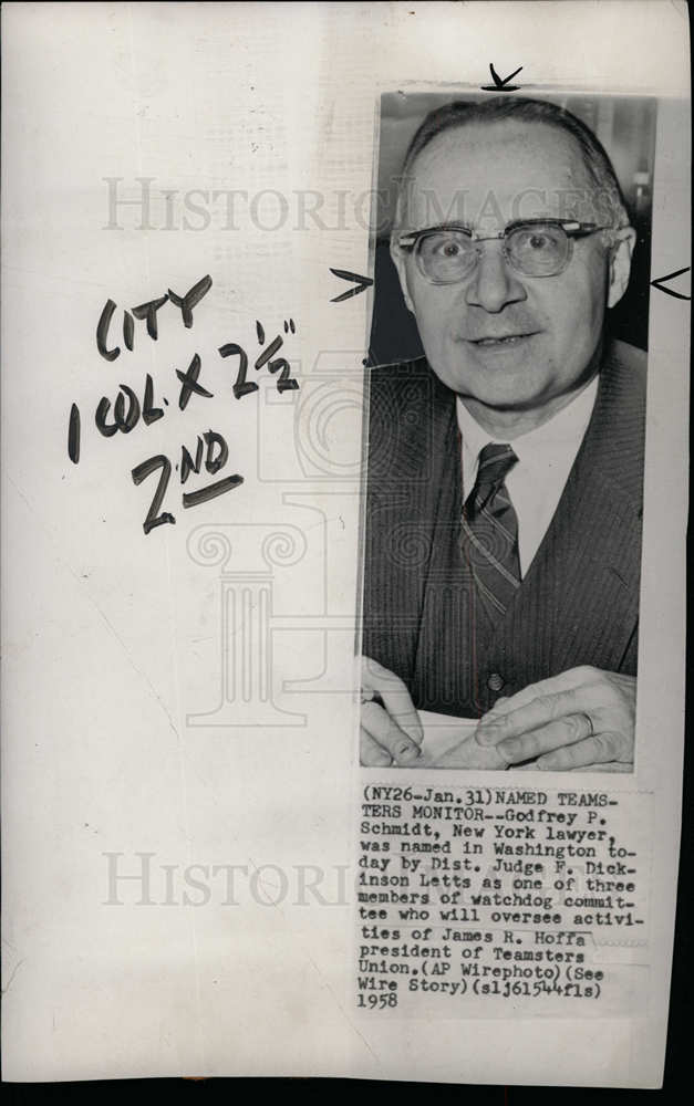 1956 Press Photo Godfrey Schmidt CommitteeTeamsters - dfpd36753- Historic Images