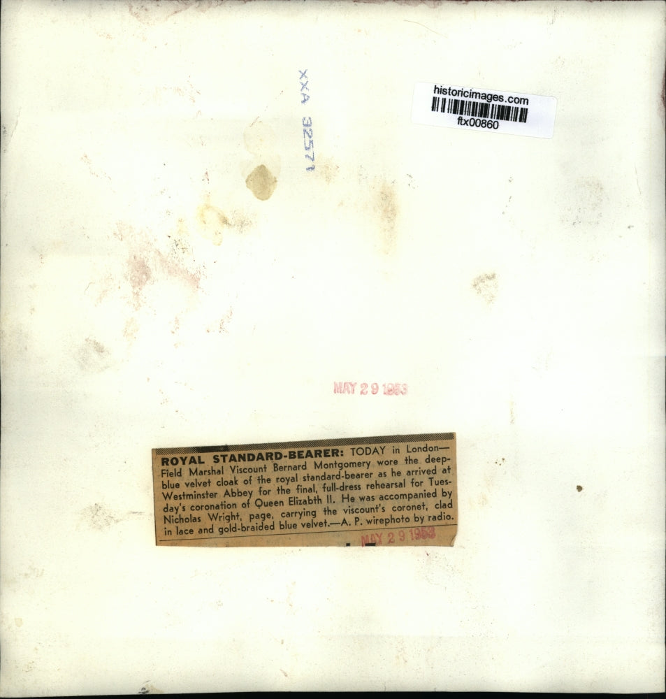 1963 Press Photo Viscount Montgomery at Westminster Abbey for Queen's Coronation