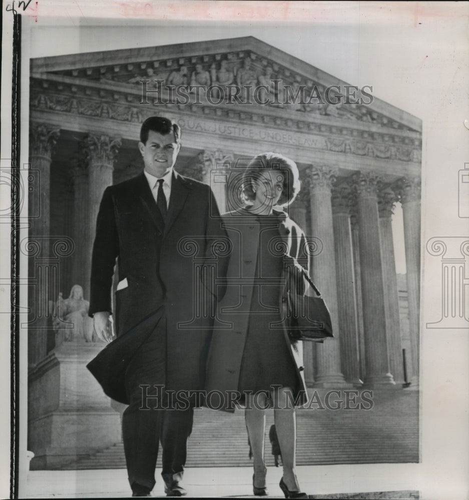 1963 Press Photo Joan &amp; Edward Kennedy Leave Supreme Court, Washington- Historic Images