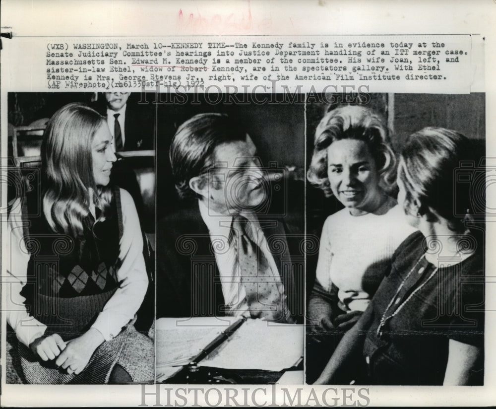 1972 Press Photo Senator Edward Kennedy Family Spectates, Senate Judiciary