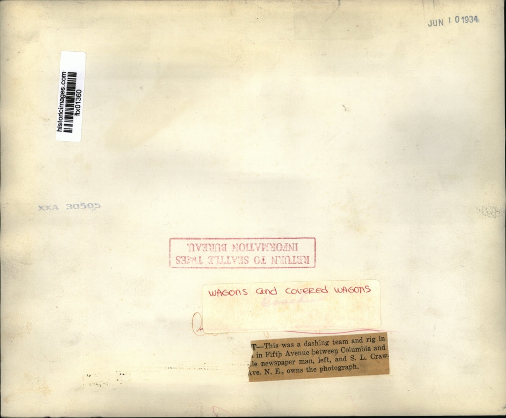 1934 Press Photo Two-Horse Carriage, Washington - ftx01360