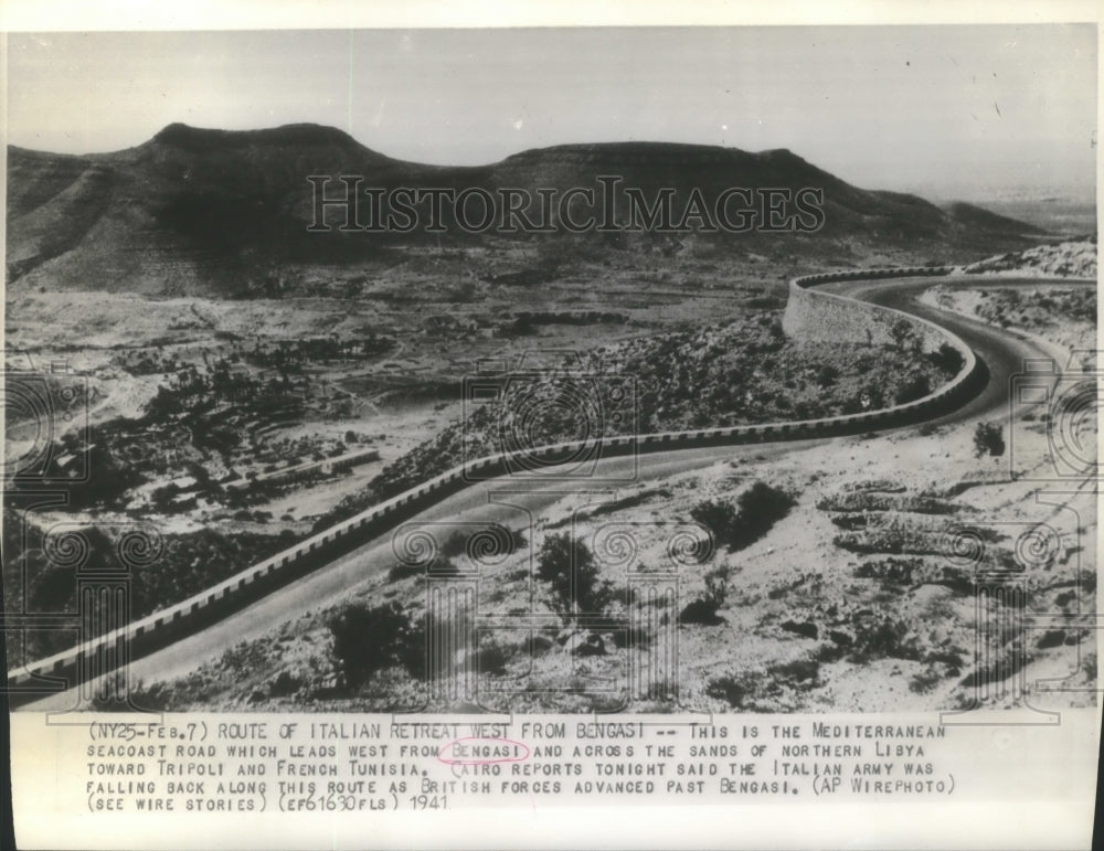 1941 Press Photo Bengasi Road Used by Italian Army - ftx01584
