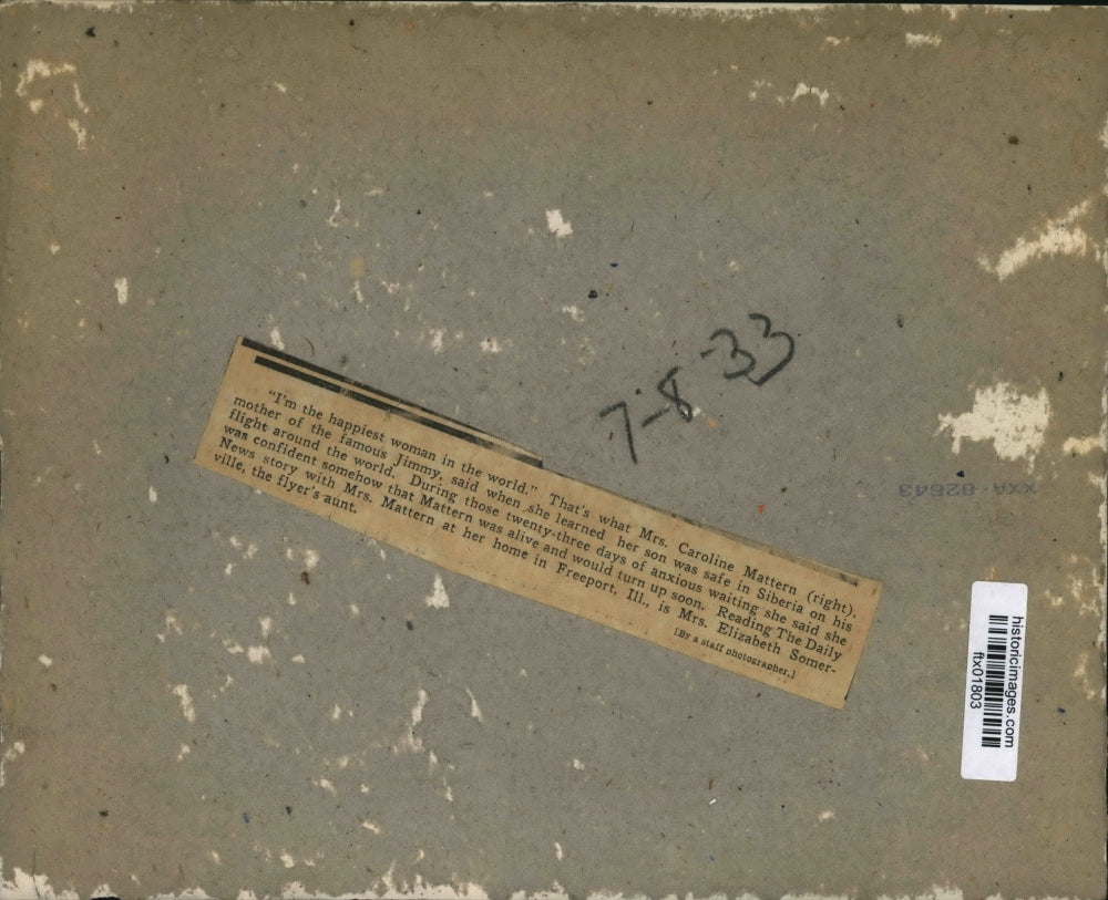 1933 Press Photo Caroline Mattern Mother of Pilot Landed in Siberia - ftx01803