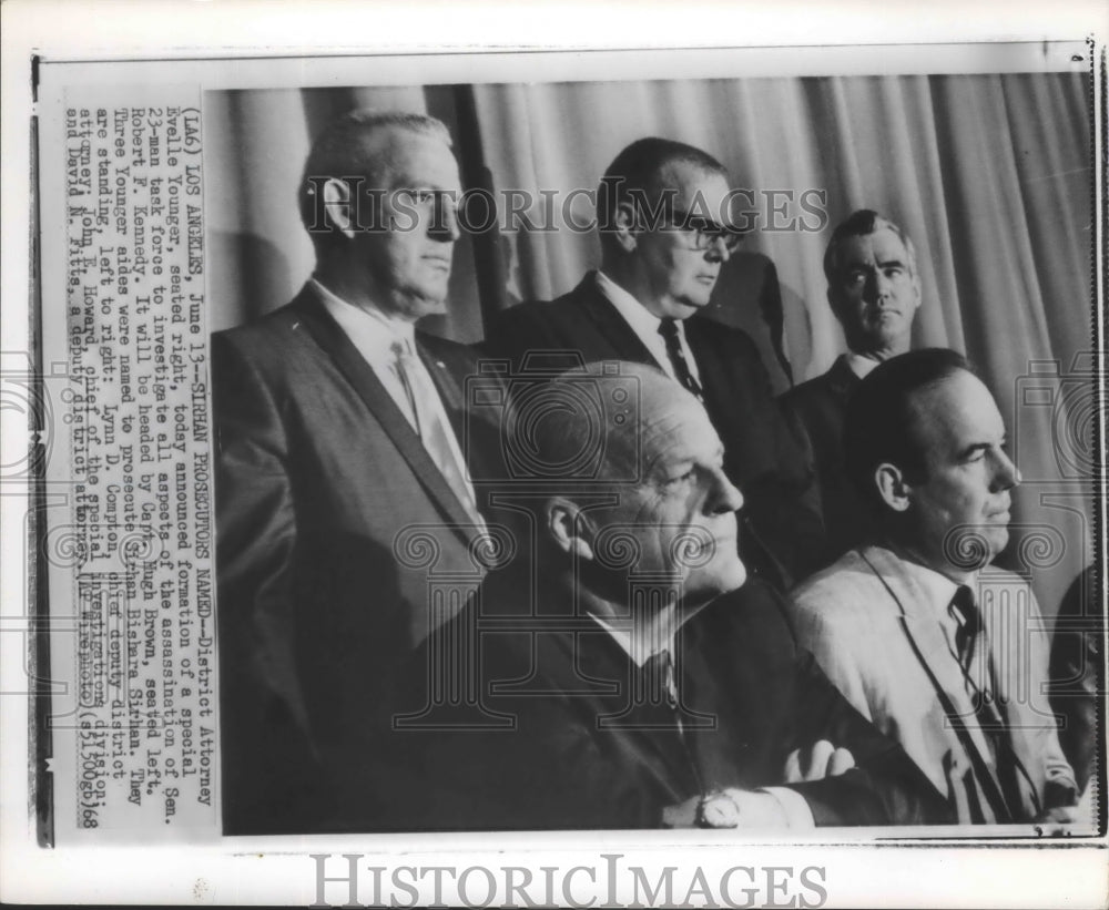 1968 Press Photo Evelle Younger Announces Robert Kennedy Murder Investigation