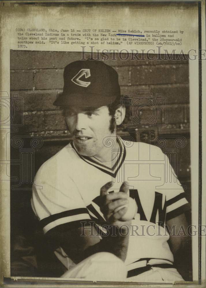 1973 Press Photo Mike Kekich of Cleveland Indian talks about his past and future- Historic Images