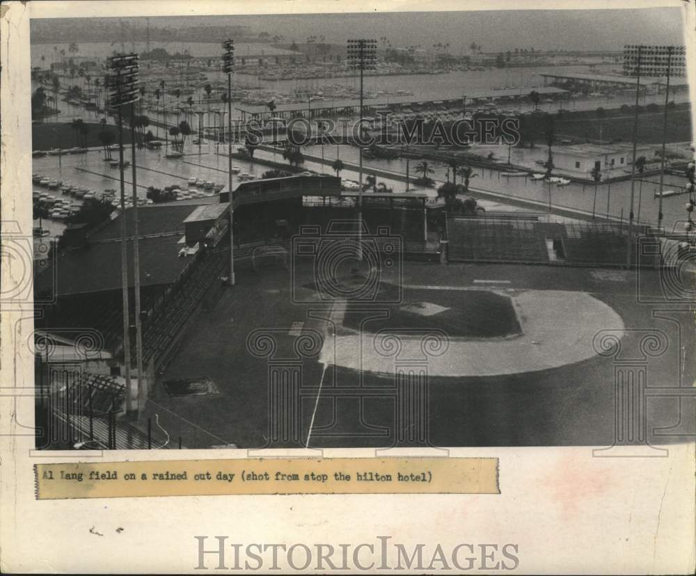 1970 Press Photo St. Petersburg&#39;s Al Lang Field on rained out day, Florida- Historic Images