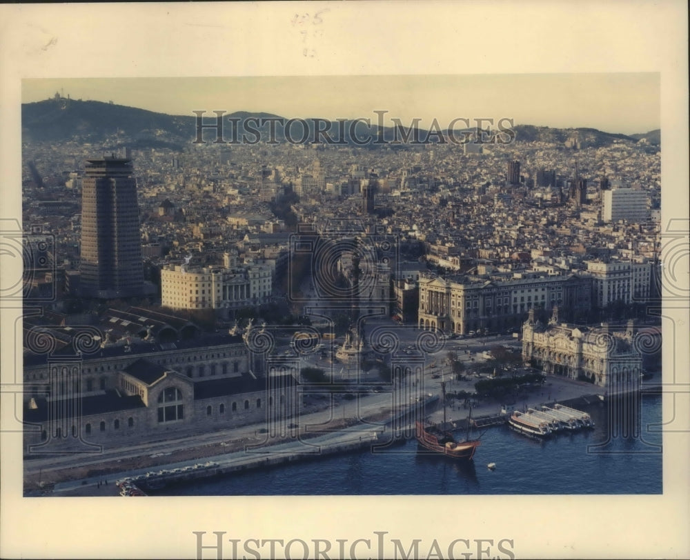 1990 Press Photo Las Ramblas, Spain, Aerial View - fux00236