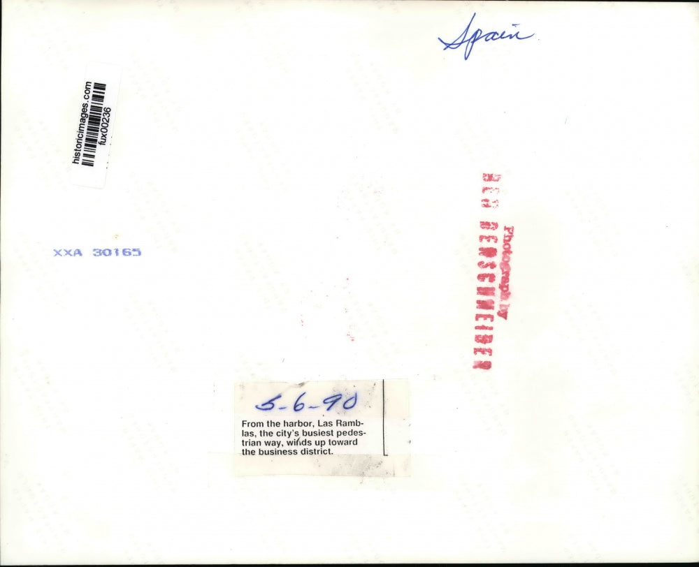 1990 Press Photo Las Ramblas, Spain, Aerial View - fux00236