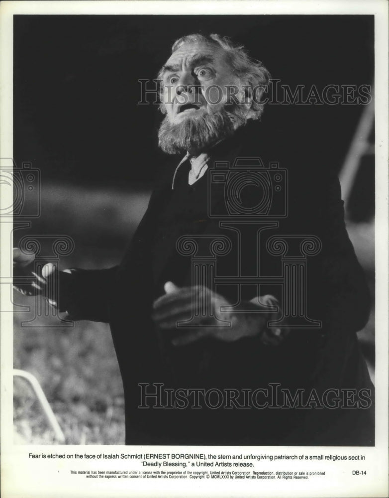 1981 Press Photo Ernest Borgnine in &quot;Deadly Blessing&quot; Movie - fux01133- Historic Images