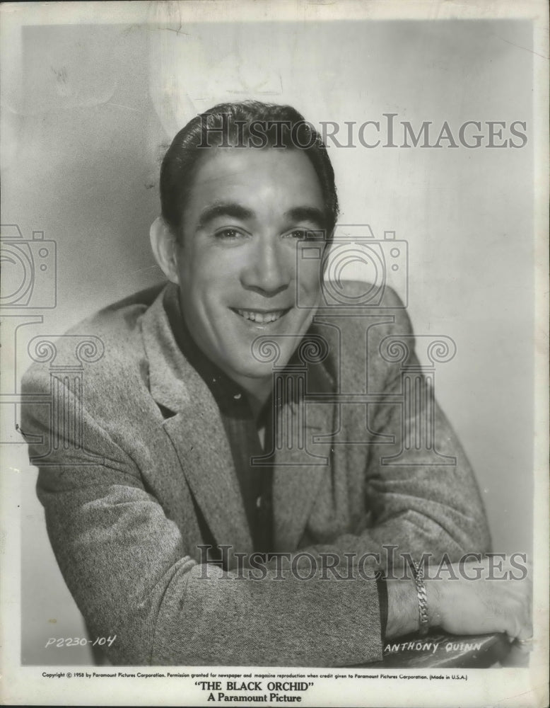 1962 Press Photo Actor Anthony Quinn in &quot;The Black Orchid&quot; Movie - fux01135- Historic Images