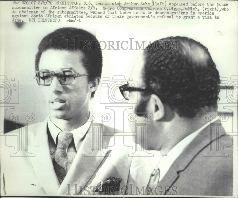 1970 Press Photo Tennis Star Arthur Ashe Appeared Before House Subcommittee