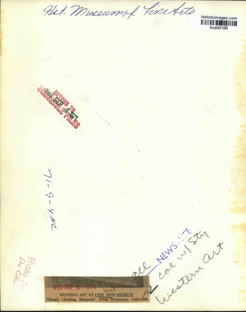 1971 Press Photo "Scouts Climbing Mountain" on display at Museum of Fine Arts