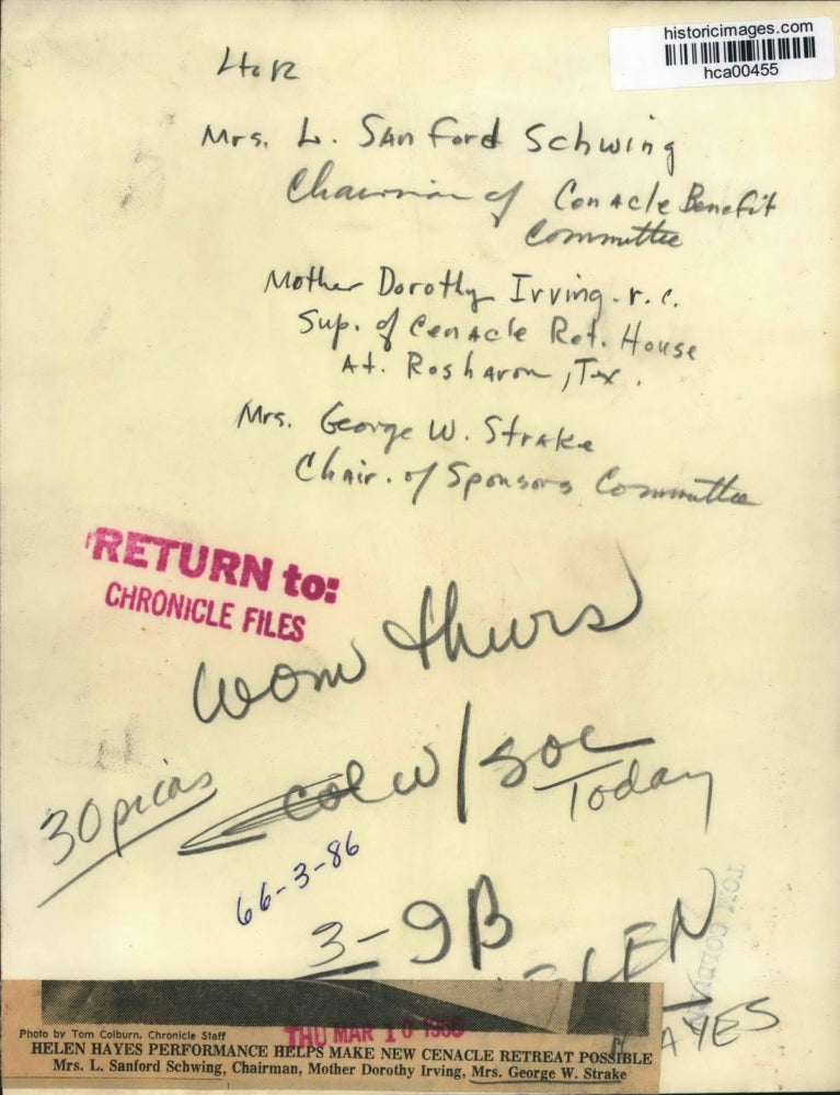 1968 Press Photo showing new Cenacle Retreat, possible because of performance