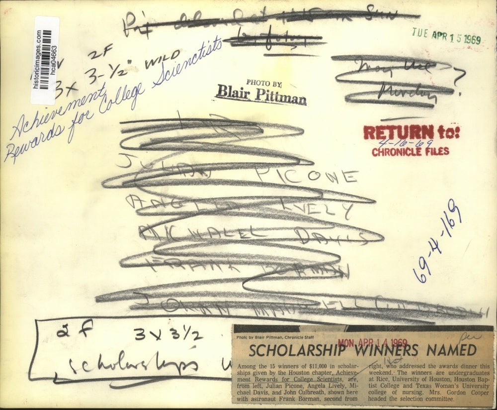 1969 Press Photo Winners , Achievement Rewards for College Scientists - Houston