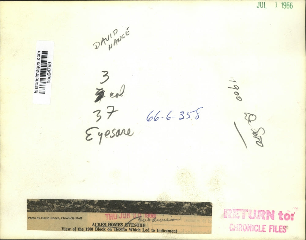 1966 Press Photo View of the Acres Homes Subdivision, Houston - hca04799