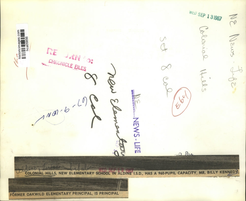 1967 Press Photo Mr. Billy Kennedy, Principal of Elementary School in Aldine, TX