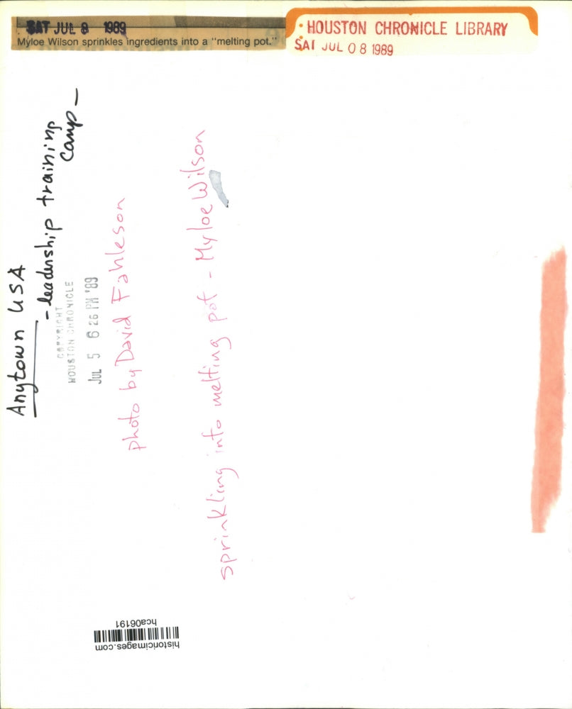 1989 Press Photo Myloe Wilson at USA Leadership Training Camp - hca06191