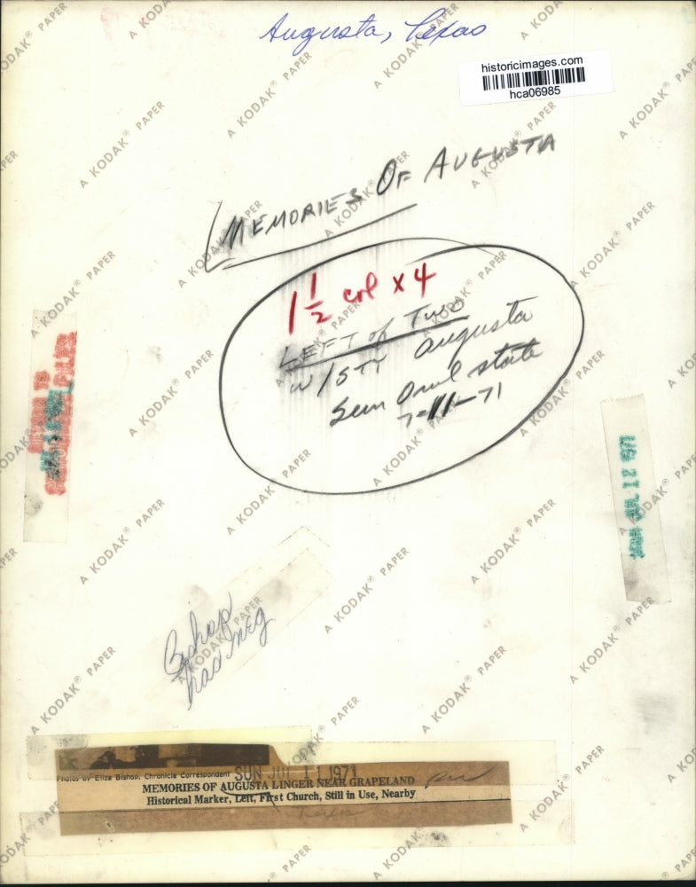 1971 Press Photo Historical Marker in Augusta, Texas - hca06985