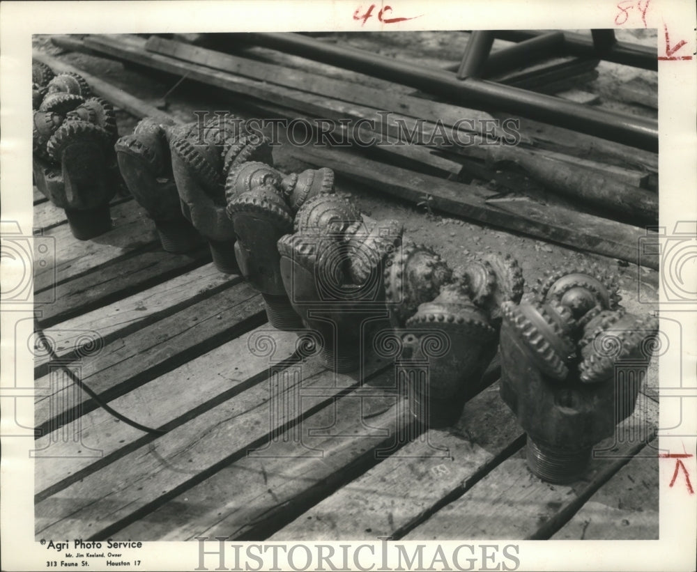 1962 Press Photo Field Oil Equipment, Worn Bits Used At Humble Oil &amp; Refining Co- Historic Images