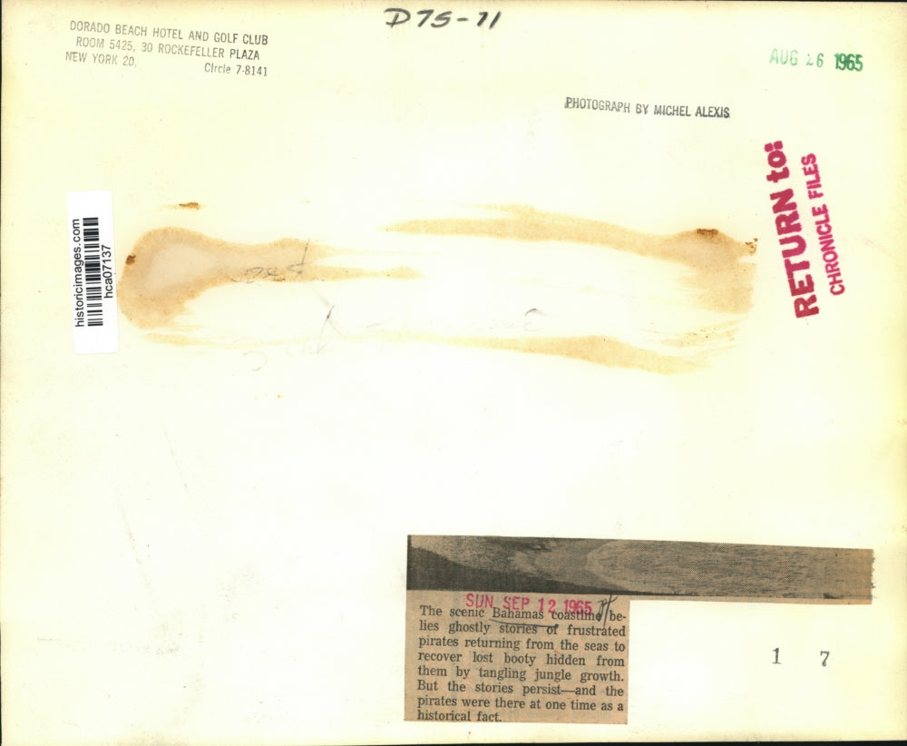 1965 Press Photo The Scenic Bahamas Coastline Belies Ghostly Stories of Pirates