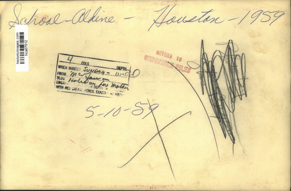 1959 Press Photo Parents and children at Aldine School District, Houston