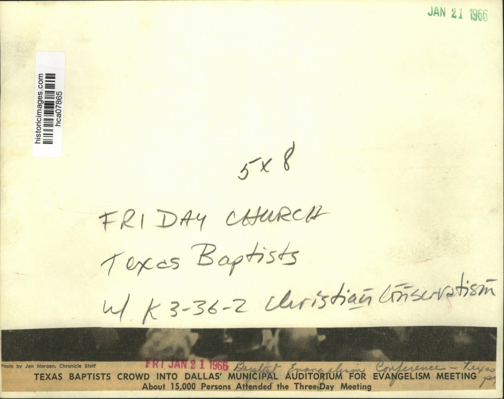 1966 Press Photo Crowd Gathers In Auditorium, Baptist Evangelism Conference TX