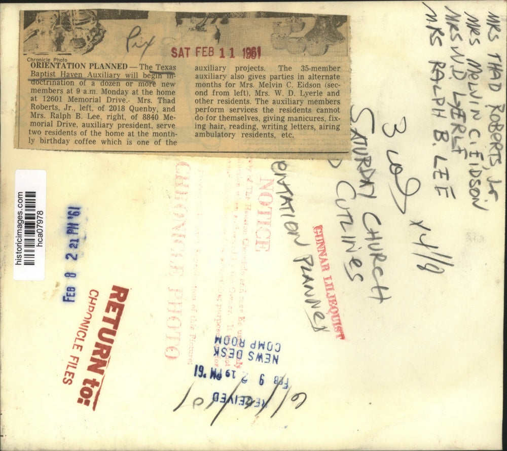 1961 Press Photo Ladies of the The Texas Baptist Haven Auxiliary Birthday Coffee