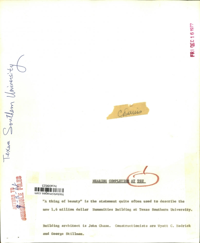 1968 Press Photo New Humanities Building at Texas Southern University