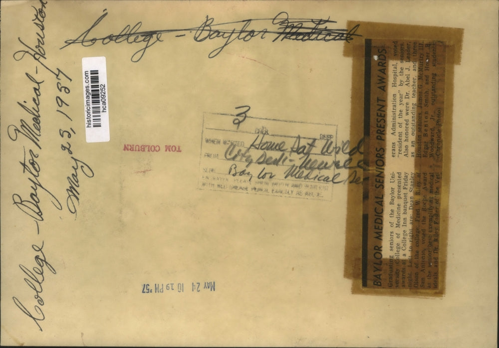 1957 Press Photo Graduating seniors of the Baylor University College of Medicine