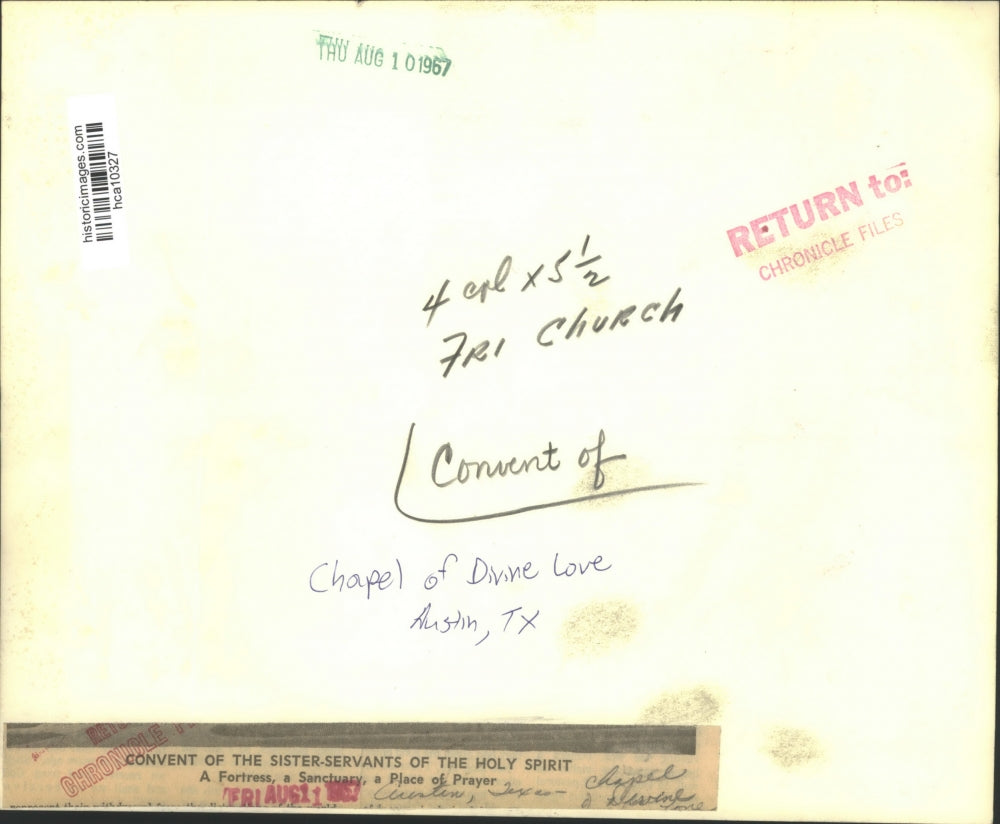 1967 Press Photo Chapel of Divine Love, Austin, Texas - hca10327