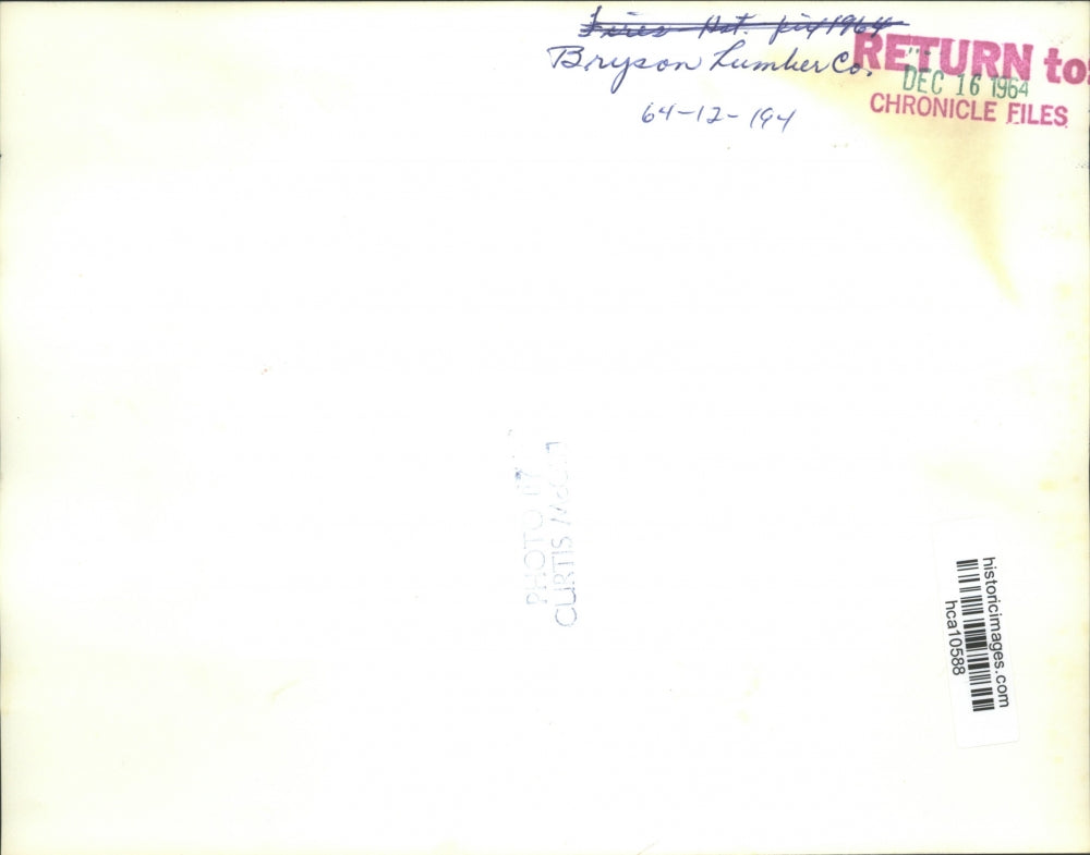 1964 Press Photo Fire at the Bryson Lumber Company, Texas - hca10588