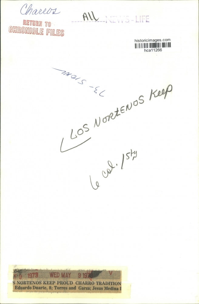 1973 Press Photo Men at Los Nortenos Keeping Charro Tradition - hca11266