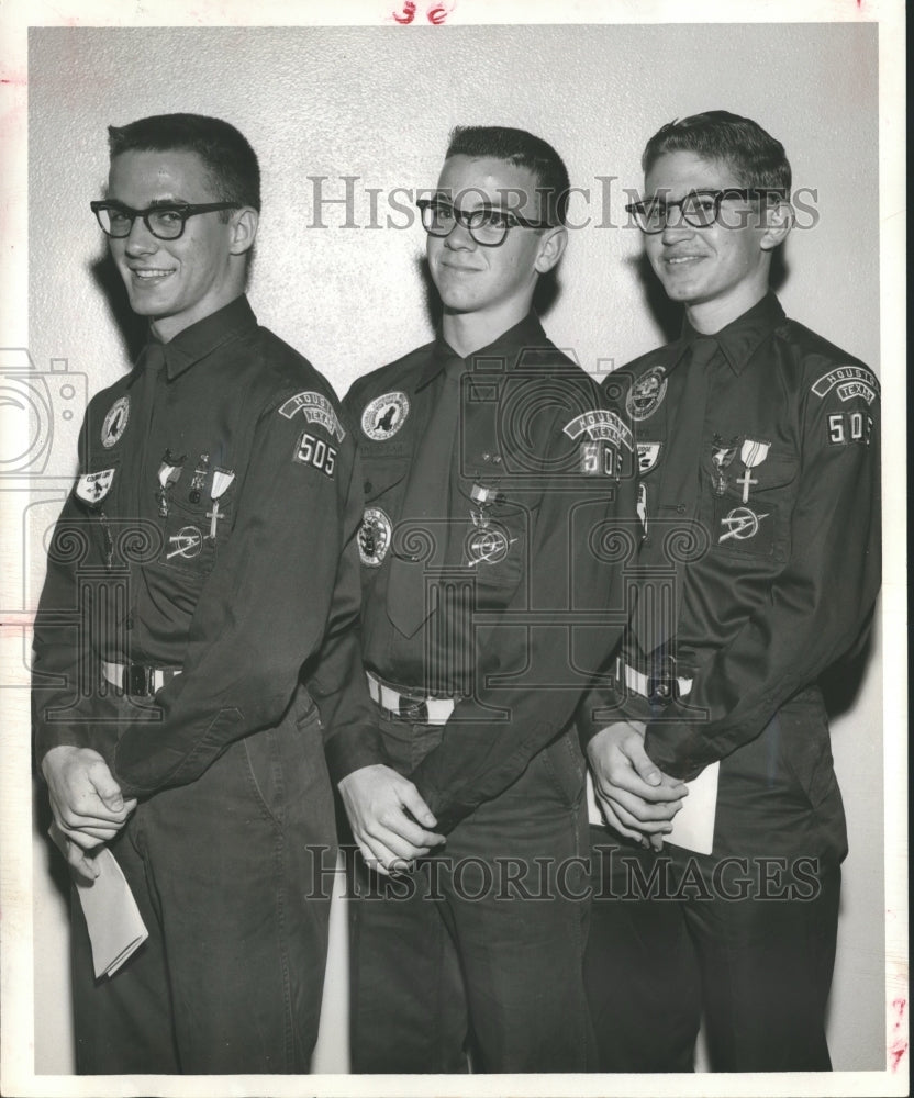 1962 Press Photo Three Houston Explorer Scouts of Post 505 - hca11285- Historic Images