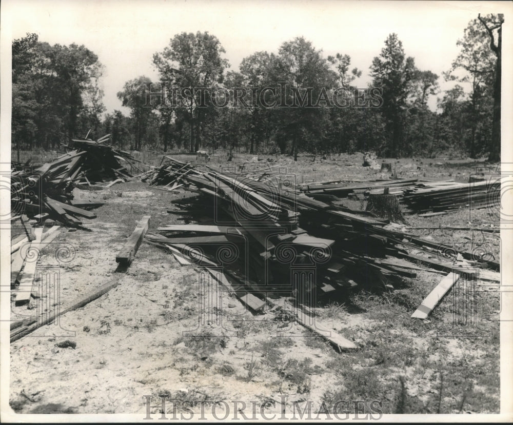 1955 Press Photo Piles of old boards, Houston - hca12853