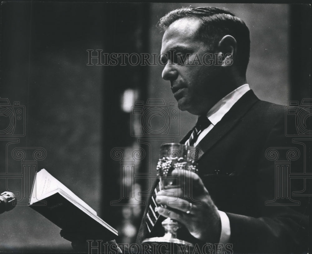 1967 Press Photo Official with cup at Congregation, Beth Israel - hca13141- Historic Images