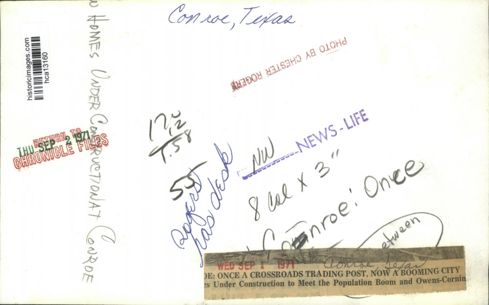 1971 Press Photo Construction On Former Crossroads Trading Post Site, Conroe, TX