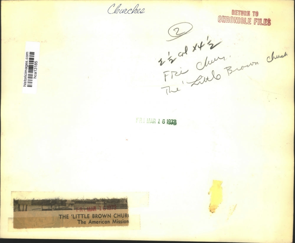 1973 Press Photo The little Brown Church, The American Mission - hca13185