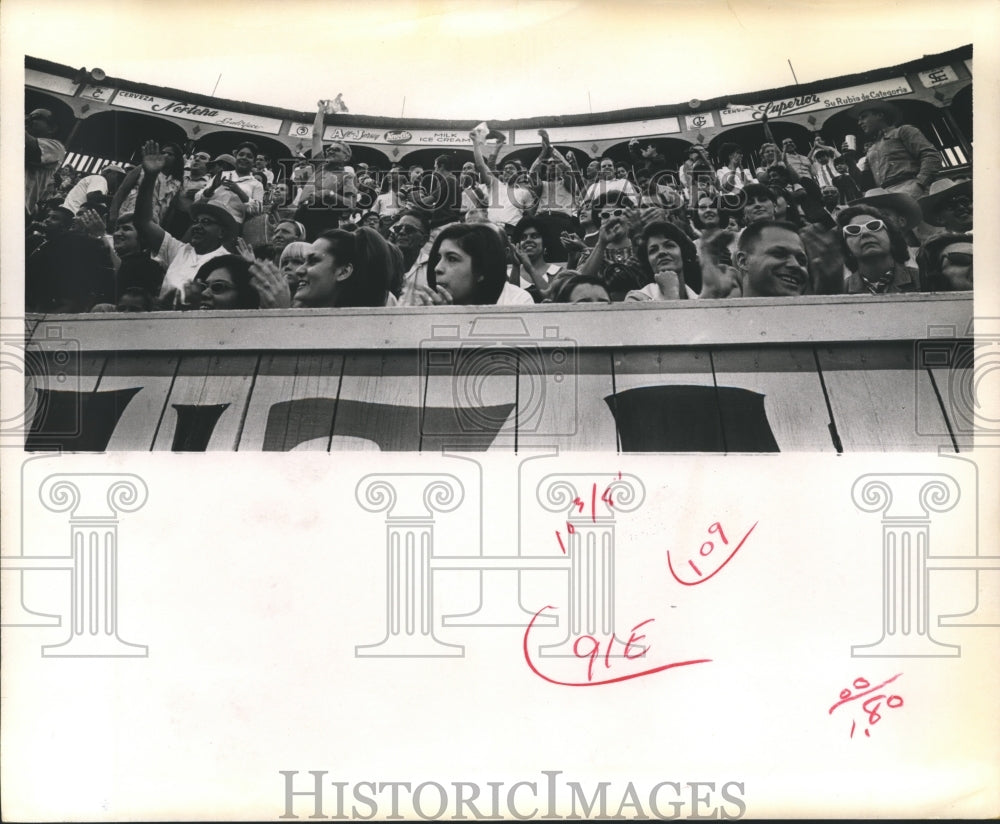 1967 Press Photo Crowd cheering in the stands - hca13225- Historic Images