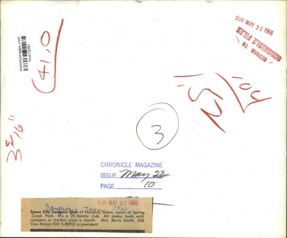 1966 Press Photo Space City Campers Club of Houston at Spring Creek Park.