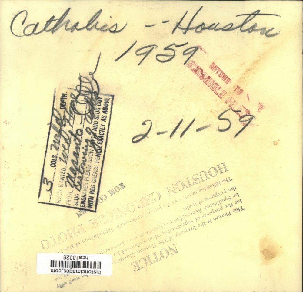 1959 Press Photo Priest Bestowing Ashes on Catholic Congregation in Houston.