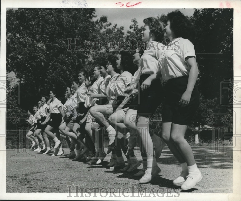 1959 Press Photo Girls march at Convent of Good Shepherd - Houston - hca13401- Historic Images