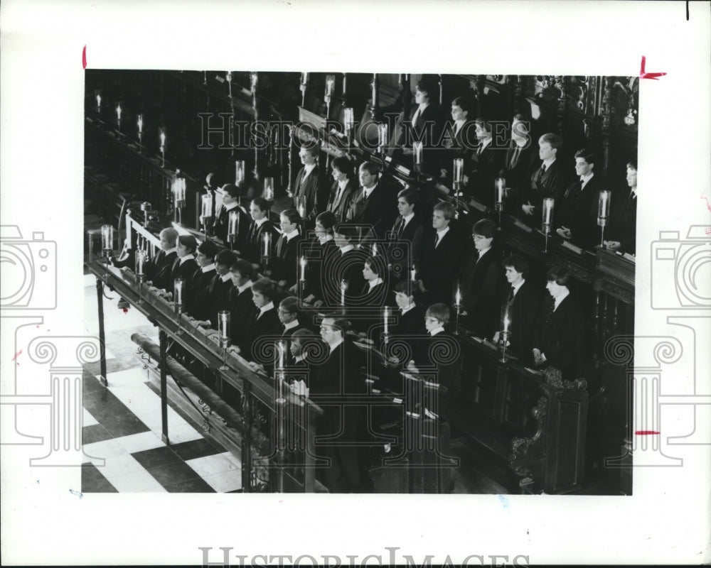 1986 Press Photo Choir of King&#39;s College Chapel, Cambridge, England, in Houston- Historic Images