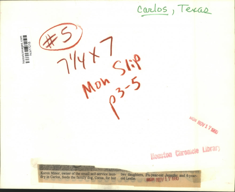 1980 Press Photo Karen Minor with daughters Jennifer and Leslie in Carlos, Texas