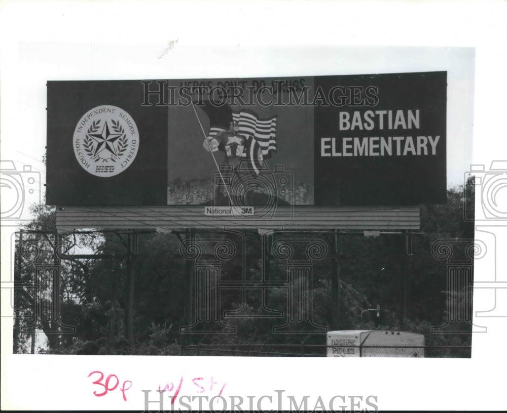 1991 Press Photo Sign on Eastex Freeway Billboard On Anti-Drug Abuse in Houston.- Historic Images