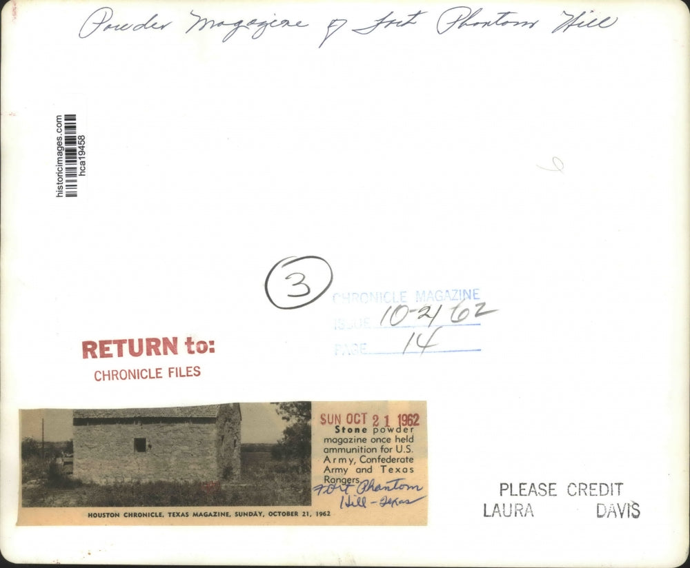 1962 Press Photo Powder magazine of Fort Phantom Hill, Texas - hca19458